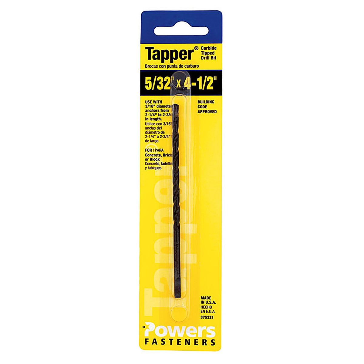 Hillman - 375221 - Tapper 5/32 in. x 4-1/2 in. L Carbide Tipped Drill Bit 1/pc.