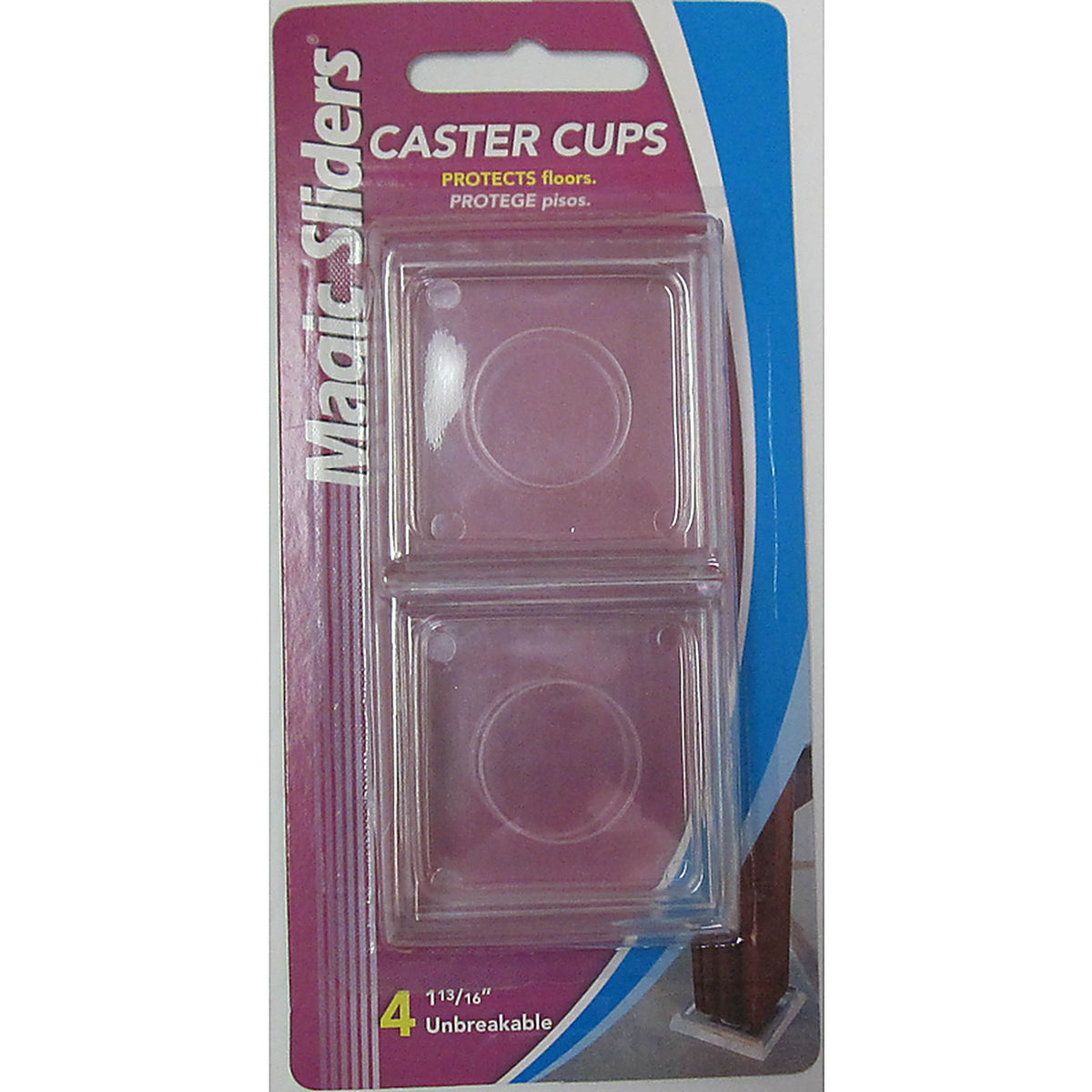 Magic Sliders - 38823 - Plastic Caster Cup Clear Square 1-13/16 in. W X 1-13/16 in. L 4 pk