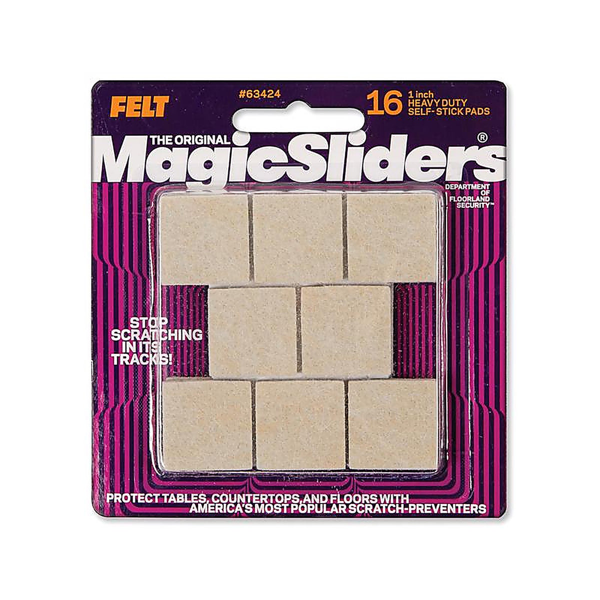 Magic Sliders - 63424A - Felt Self Adhesive Caster Cup Oatmeal Square 1 in. W X 1 in. L 16 pk