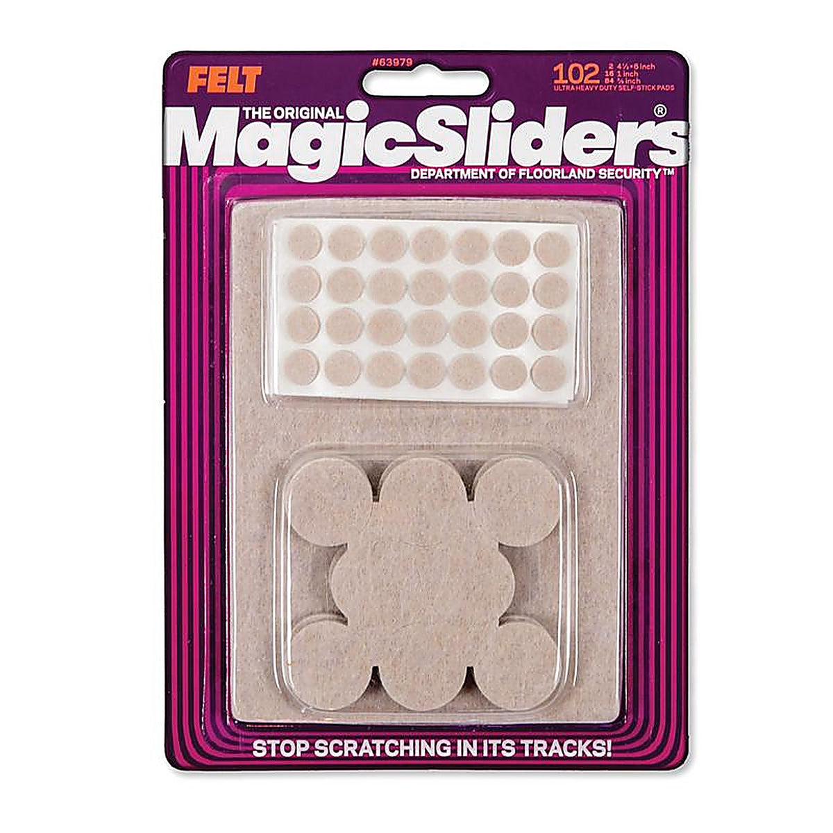 Magic Sliders - 63979 - Felt Self Adhesive Protective Pads Oatmeal Assorted 102 pk