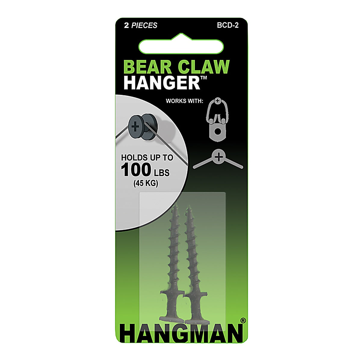 Hangman - BCD-2 - Black Hanger 100 lb. Double Headed Hanger 2 each