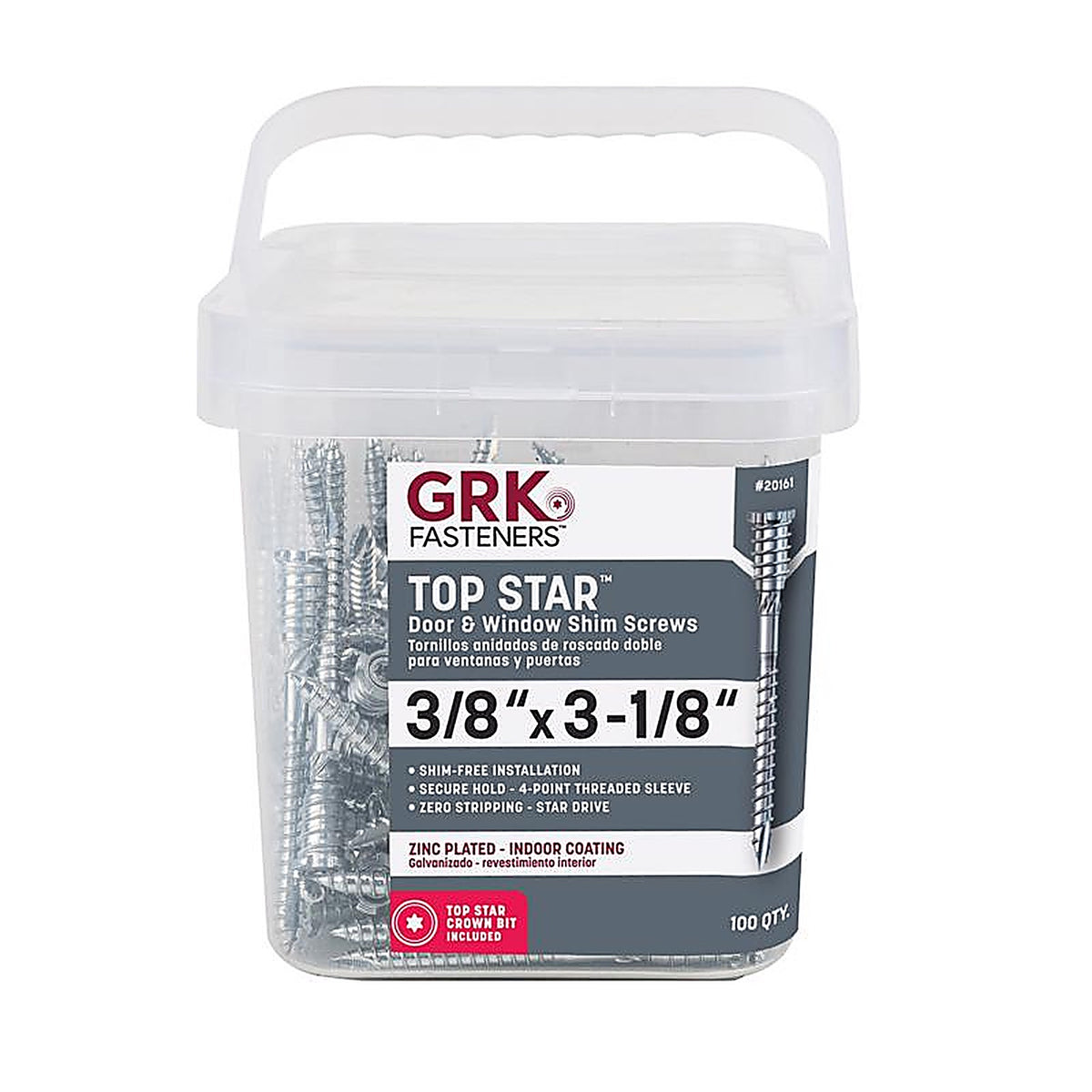 GRK Fasteners - 20161 - No. 14 x 3-1/8 in. L Star Zinc-Plated Shim Screws - 100/Pack