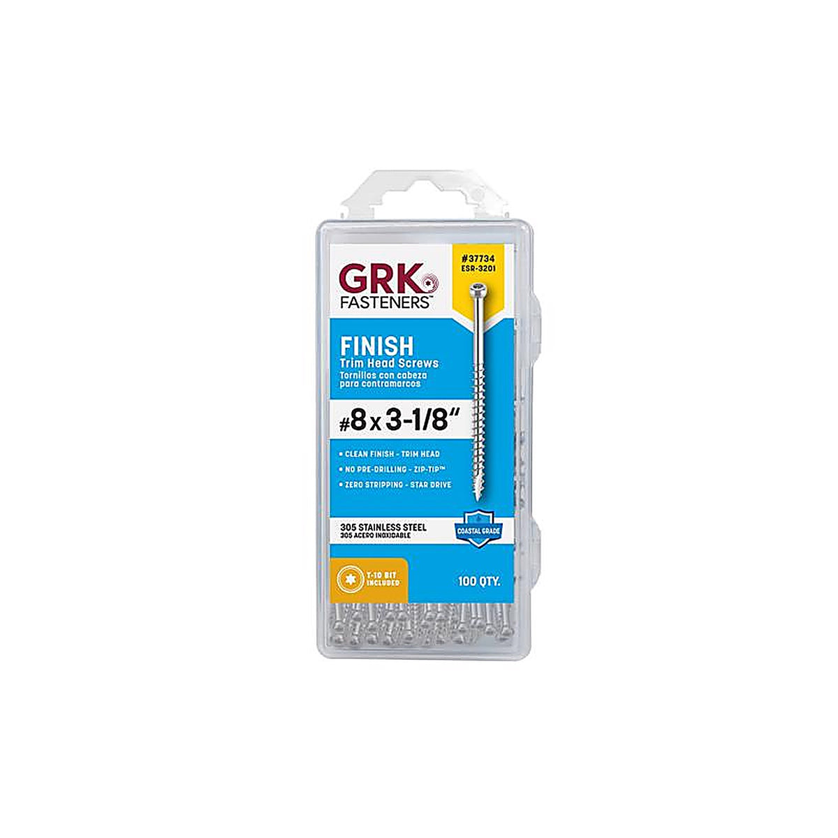GRK Fasteners - 37734 - No. 8 x 3-1/8 in. L Star Screws - 100/Pack