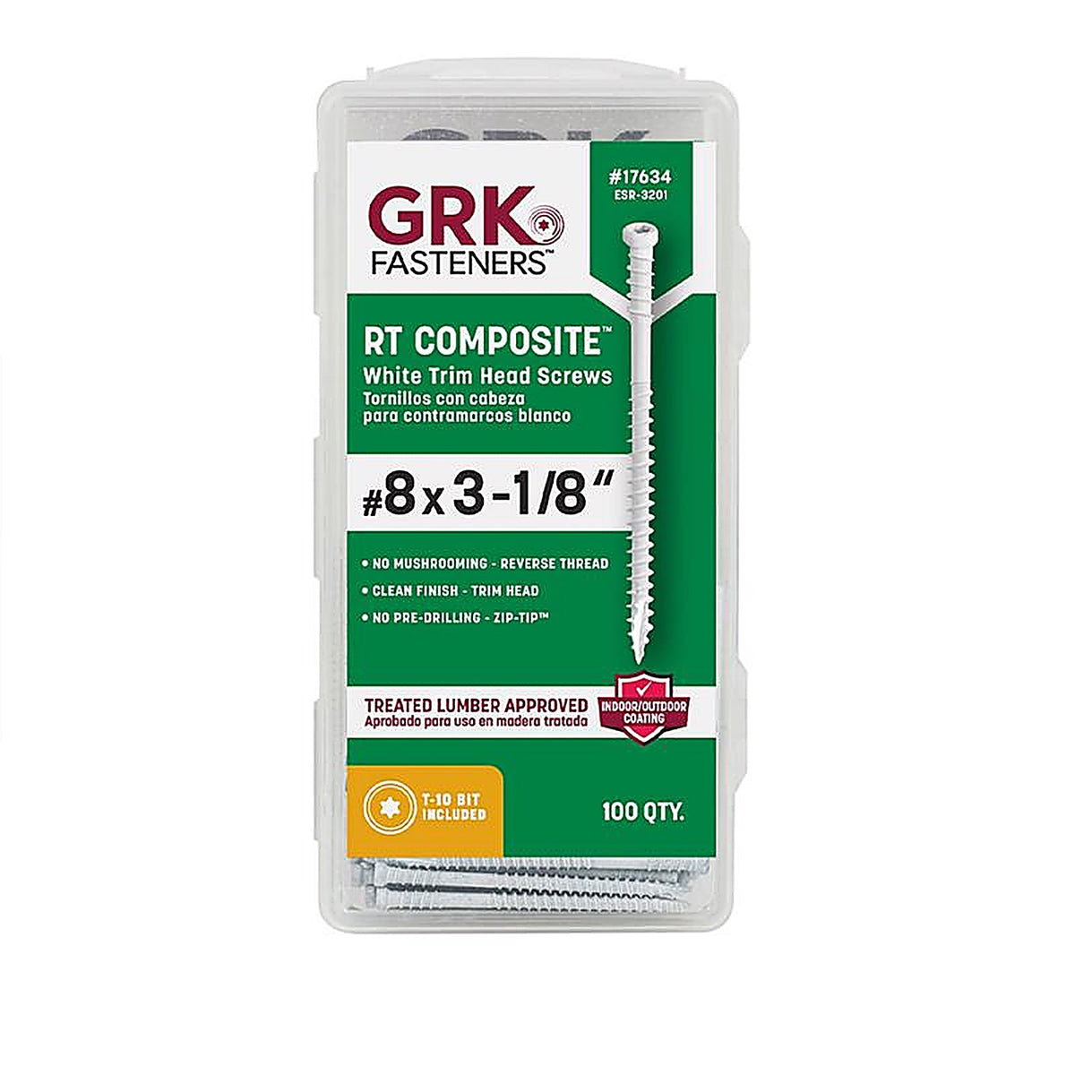 GRK Fasteners - 17634 - RT Composite No. 8 x 3-1/8 in. L Star Coated Screws - 100/Pack
