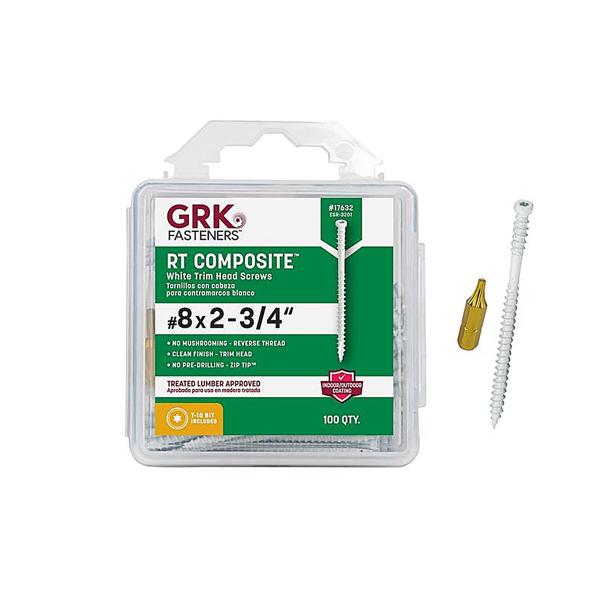 GRK Fasteners - 17632 - RT Composite No. 8 x 2-3/4 in. L Star Coated Screws - 100/Pack
