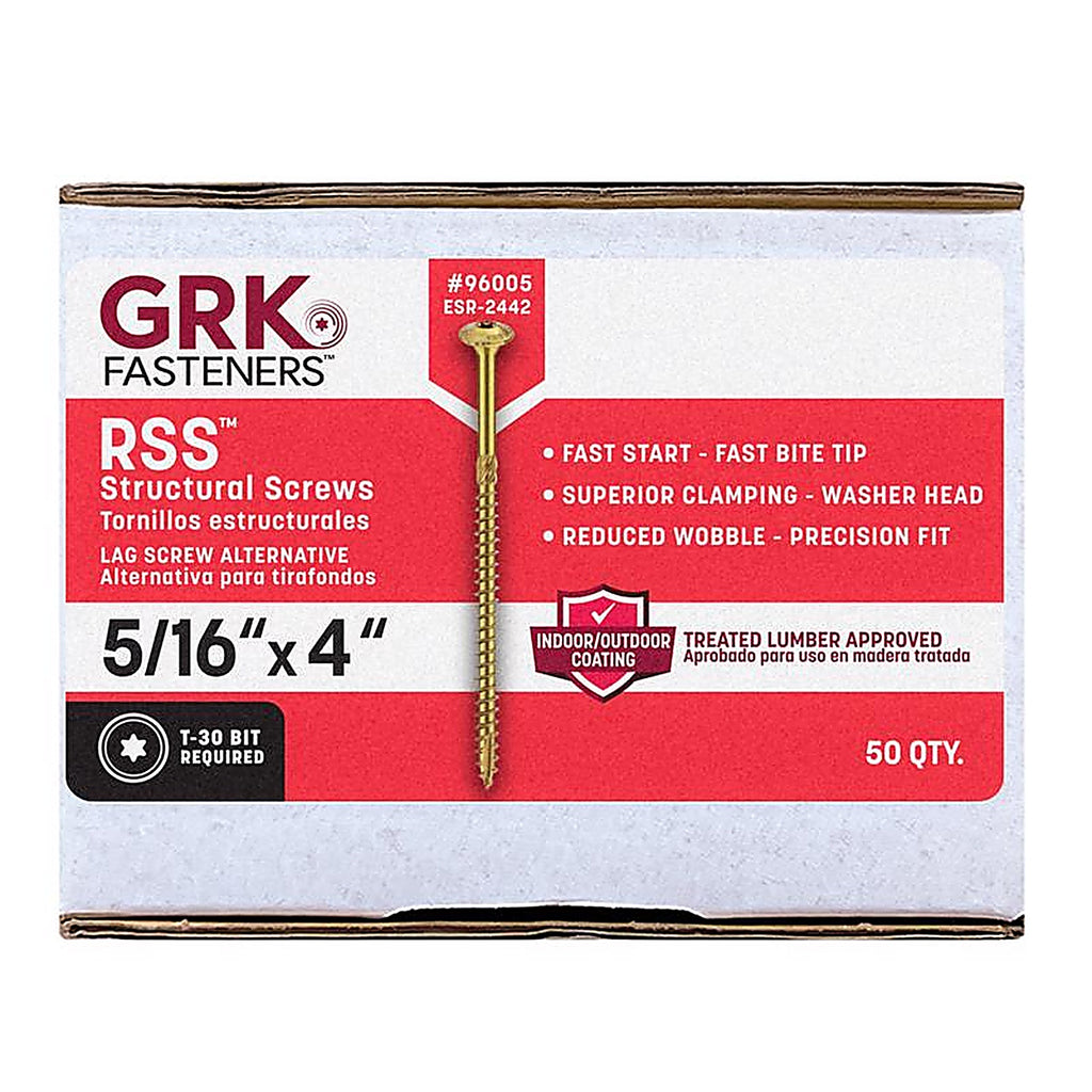 GRK Fasteners - 96005 - No. 20 x 4 in. L Star Round Head Structural Screws - 50/Pack