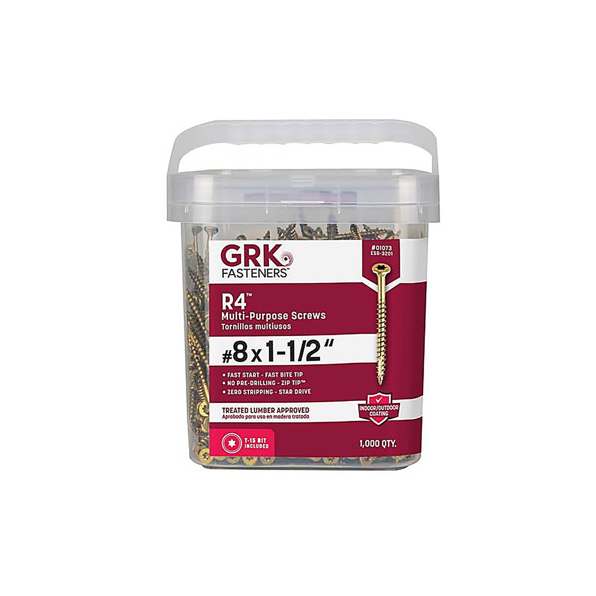 GRK Fasteners - 1073 - R4 No. 8 x 1-1/2 in. L Star Coated Multi-Purpose Screws - 1000/Pack