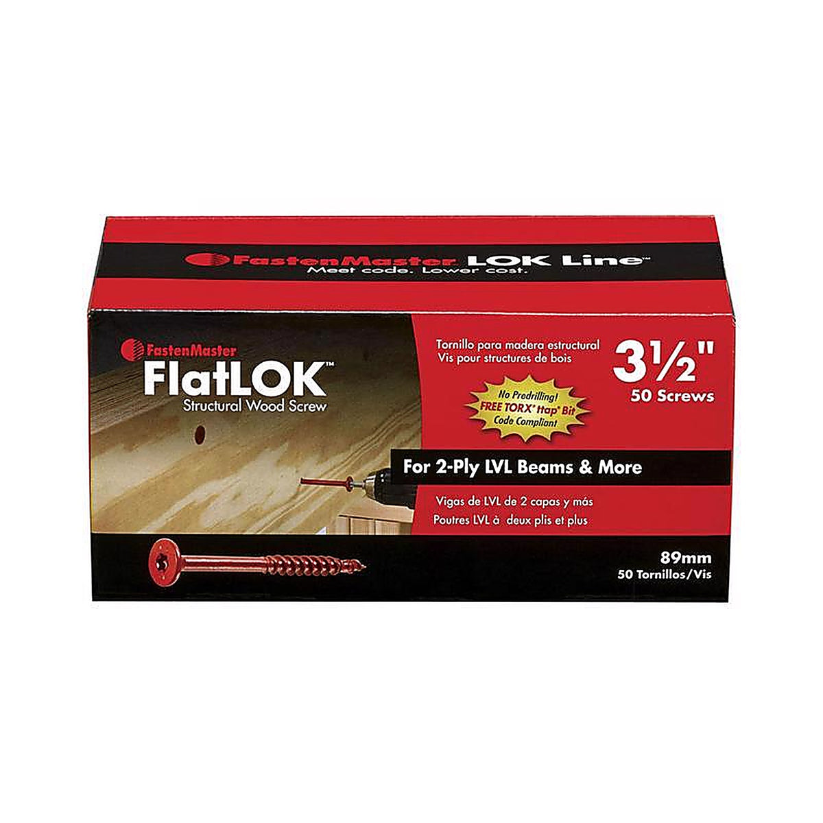 FastenMaster - FMFL312-50 - FlatLok No. 14 X 3-1/2 in. L Torx Ttap Epoxy Wood Screws 50 pk