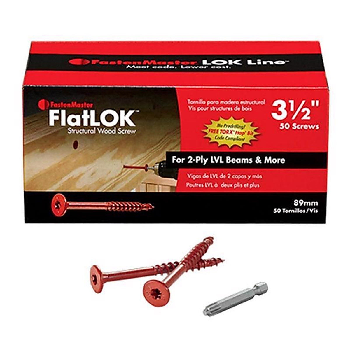 FastenMaster - FMFL312-50 - FlatLok No. 14 X 3-1/2 in. L Torx Ttap Epoxy Wood Screws 50 pk