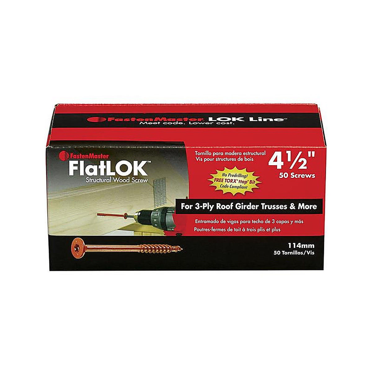 FastenMaster - FMFL412-50 - FlatLok No. 14 X 4-1/2 in. L Torx Ttap Epoxy Wood Screws 50 pk