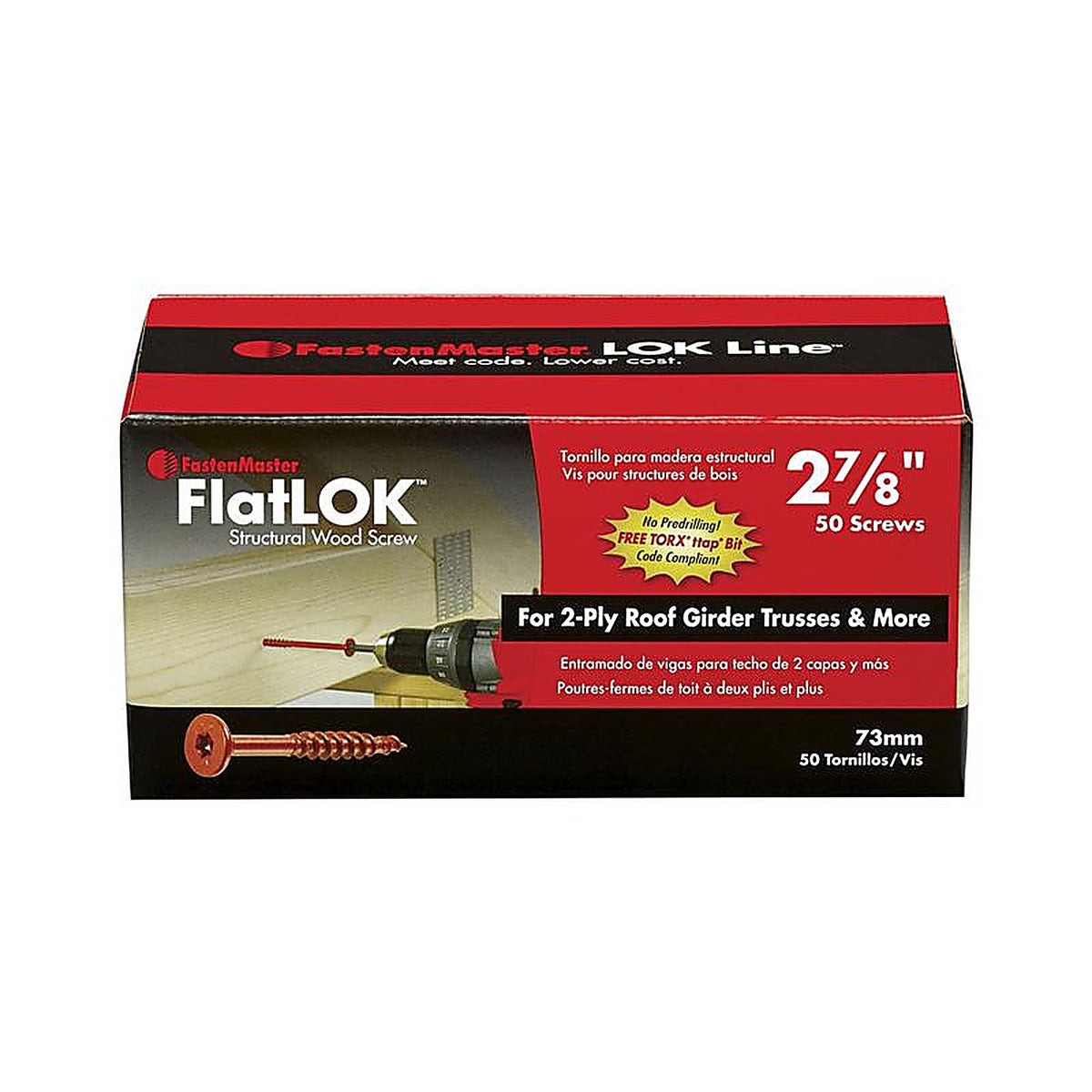 FastenMaster - FMFL278-50 - FlatLok No. 14 X 2-7/8 in. L Torx Ttap Epoxy Wood Screws 50 pk