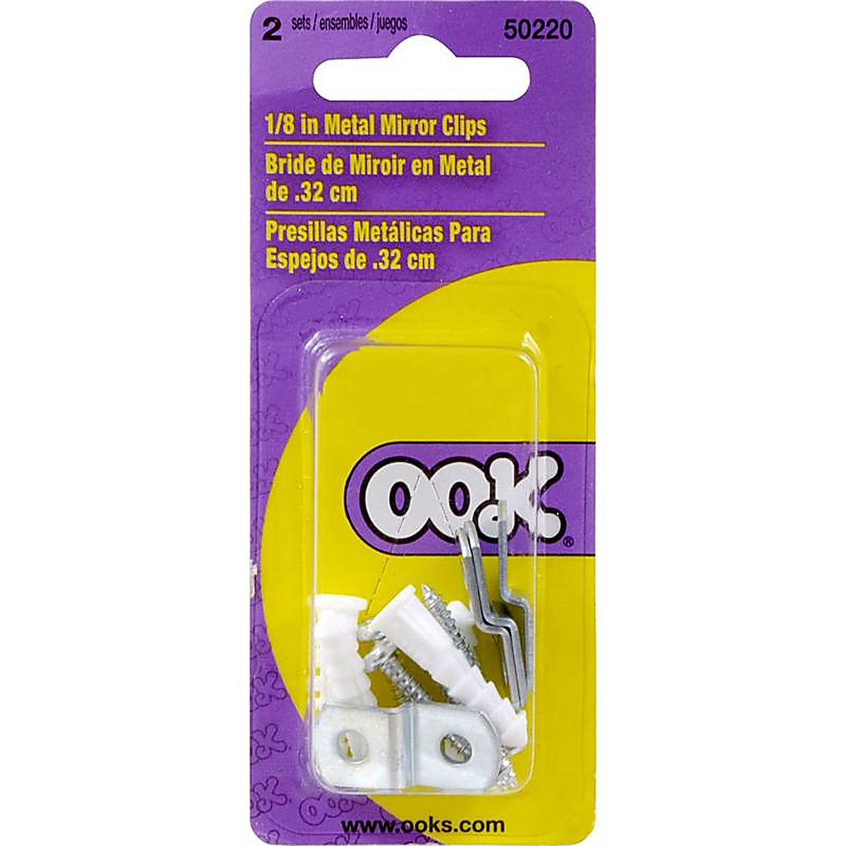 OOK - 534008 - 0.8 in. H X 0.15 in. W Mirror Hanging Set