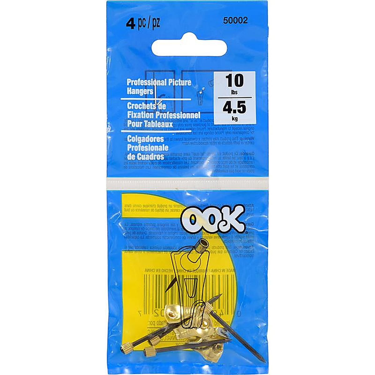 OOK - 533004 - Brass-Plated Blue Picture Hanger 10 lb 4 pk