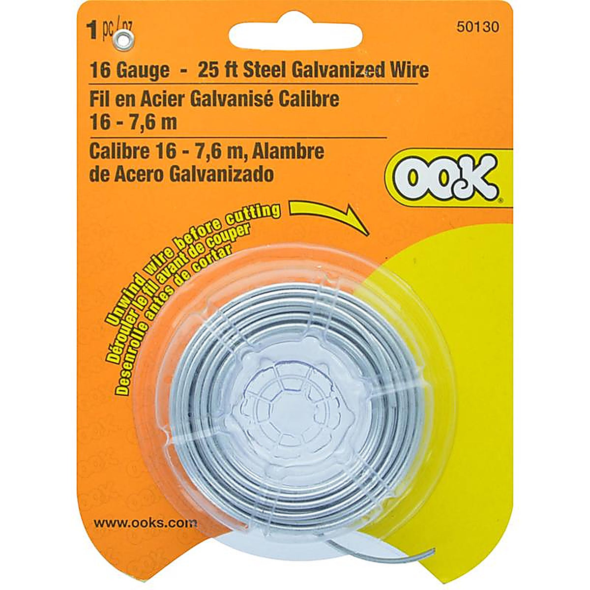 OOK - 534642 - 25 ft. L Galvanized Steel 16 Ga. Wire