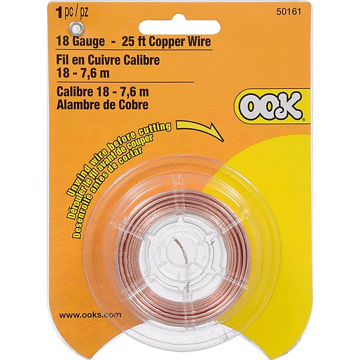 OOK - 534680 - 25 ft. L Copper 18 Ga. Wire