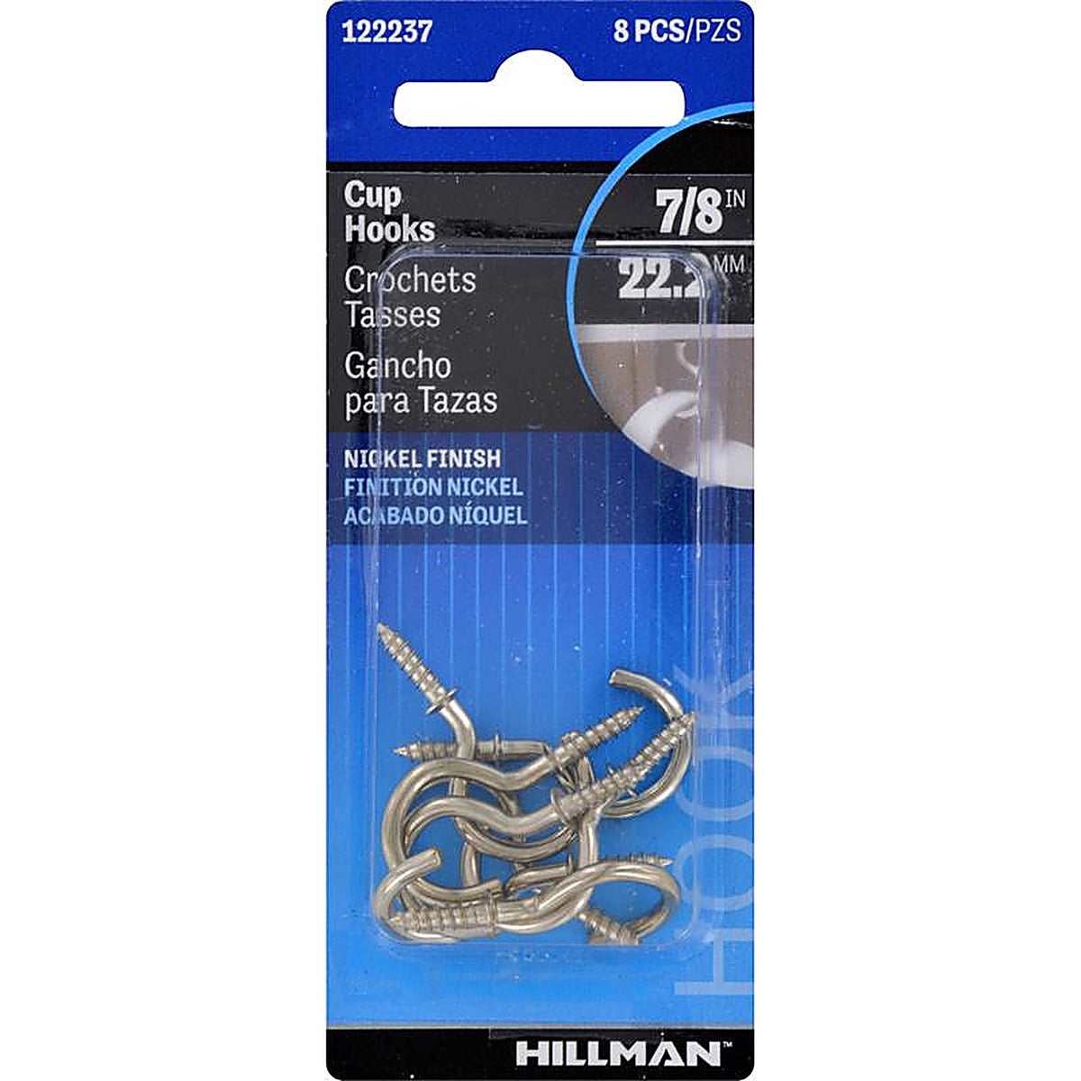 Hillman - 122237 - Small Metal 7/8 in. L Cup Hook 1 lb 8 pk