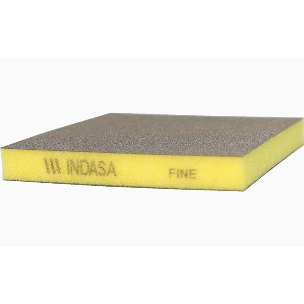 INDASA|595107|Rhyno Double-Sided Sponge Pad, 5 in L x 4 in W x 1/2 in THK, Fine-Grade, Yellow, 100/Pack