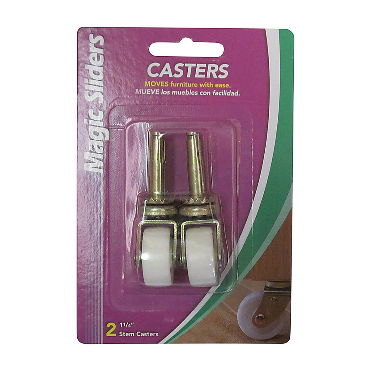 Magic Sliders - 30142 - 1-1/4 in. D Plastic Caster with Stem 40 lb 2 pk