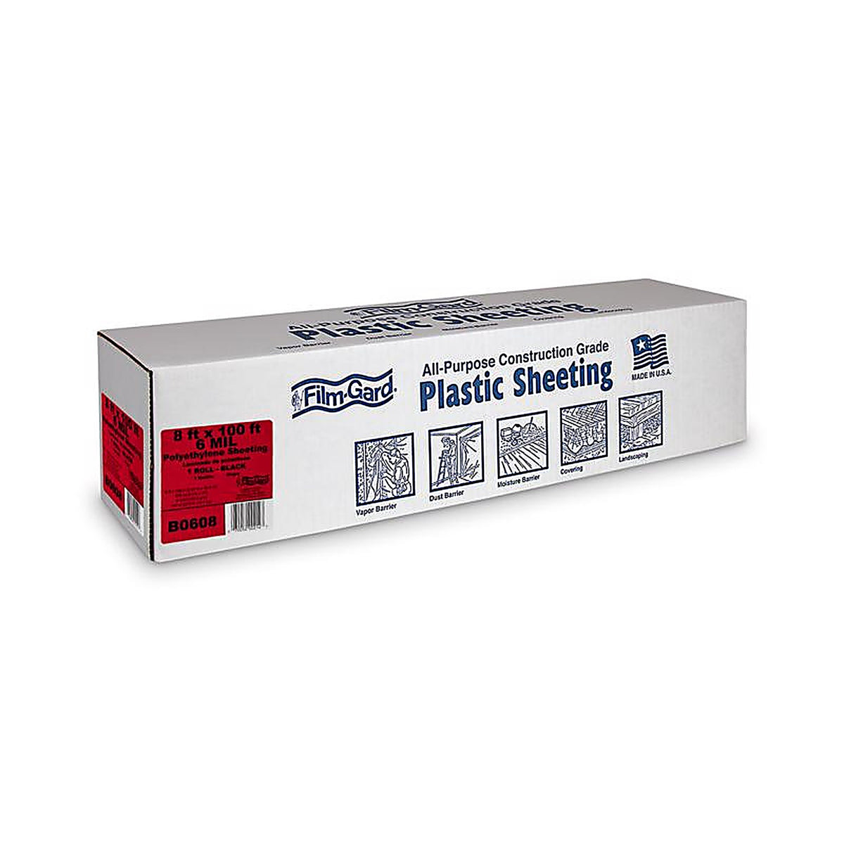 Film-Gard - 626019 - Plastic Sheeting 6 mil X 8 ft. W X 100 ft. L Polyethylene Black 1 pk