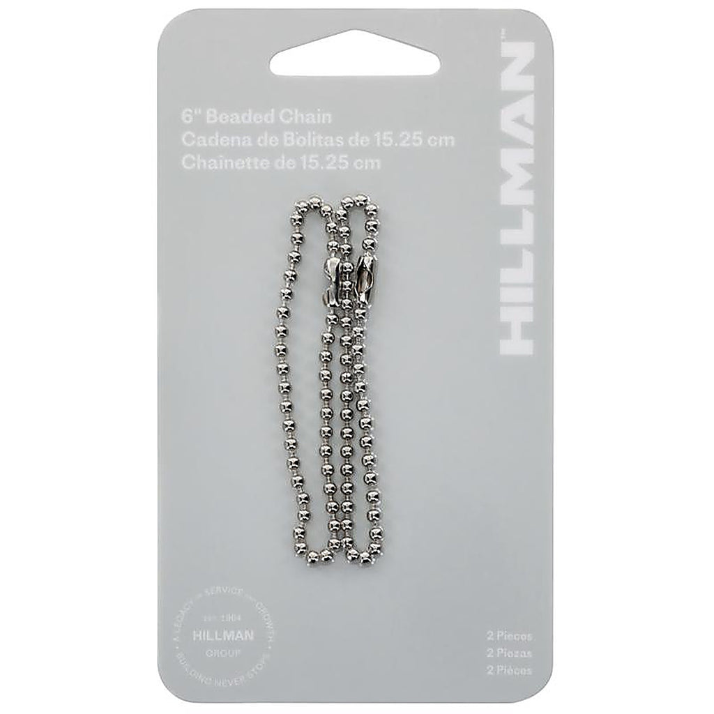 Hillman - 701711 - 6 in. Dia. Metal Silver Beaded Chain Key Ring