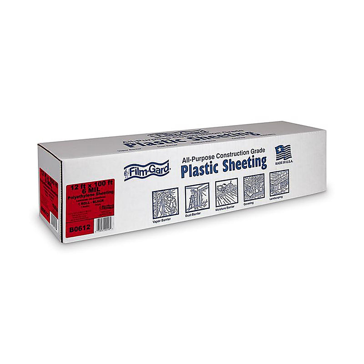 Film-Gard - 626040 - Plastic Sheeting 6 mil X 12 ft. W X 100 ft. L Polyethylene Black 1 pk