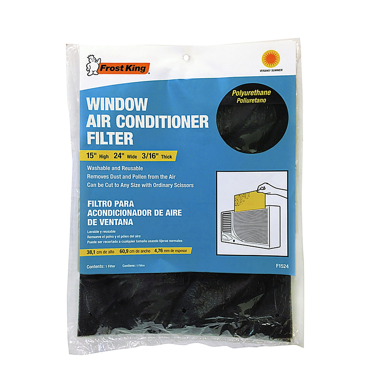 Frost King - F1524 - 24 in. W X 15 in. H X 3/16 in. D Latex 2 MERV Air Filter 1 pk