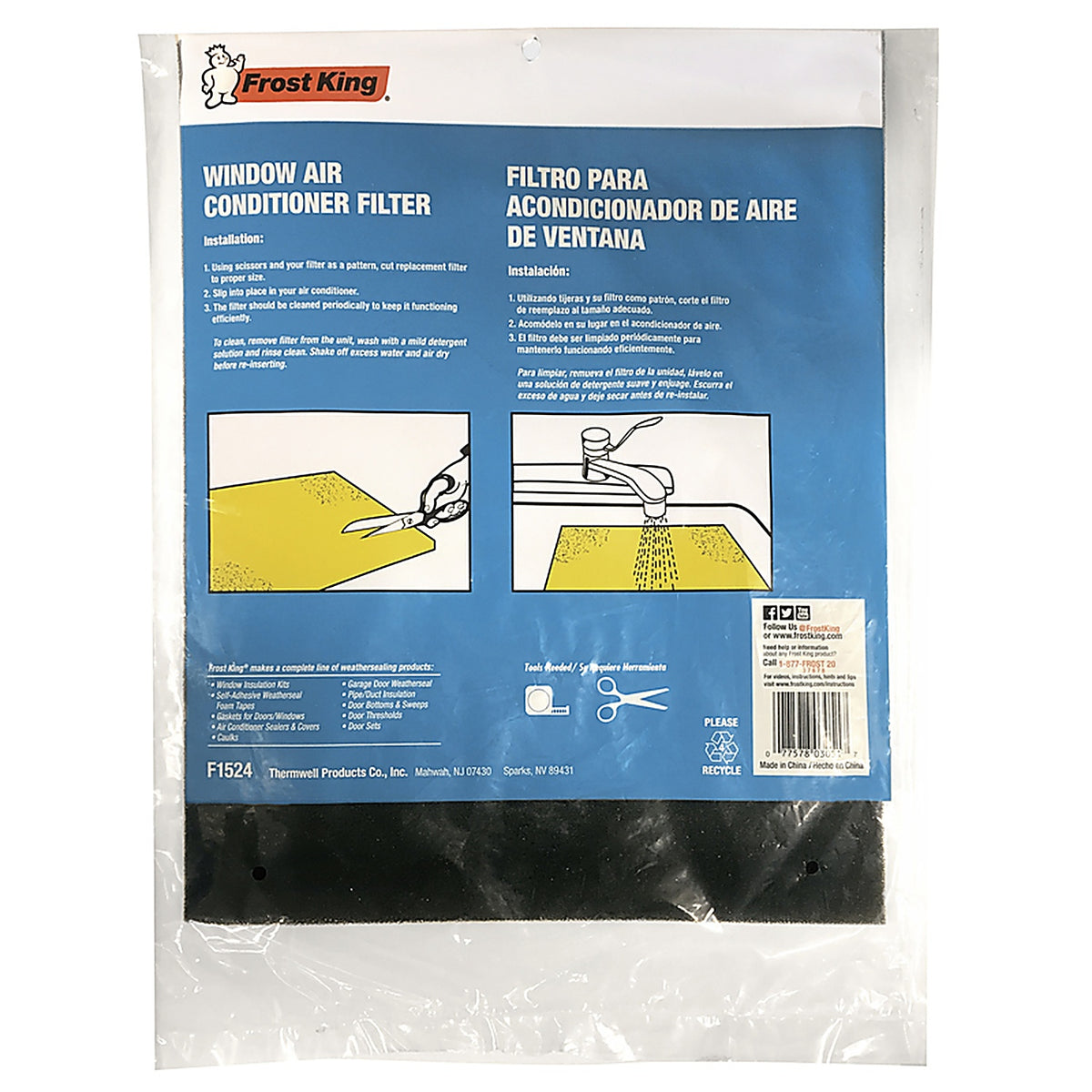 Frost King - F1524 - 24 in. W X 15 in. H X 3/16 in. D Latex 2 MERV Air Filter 1 pk