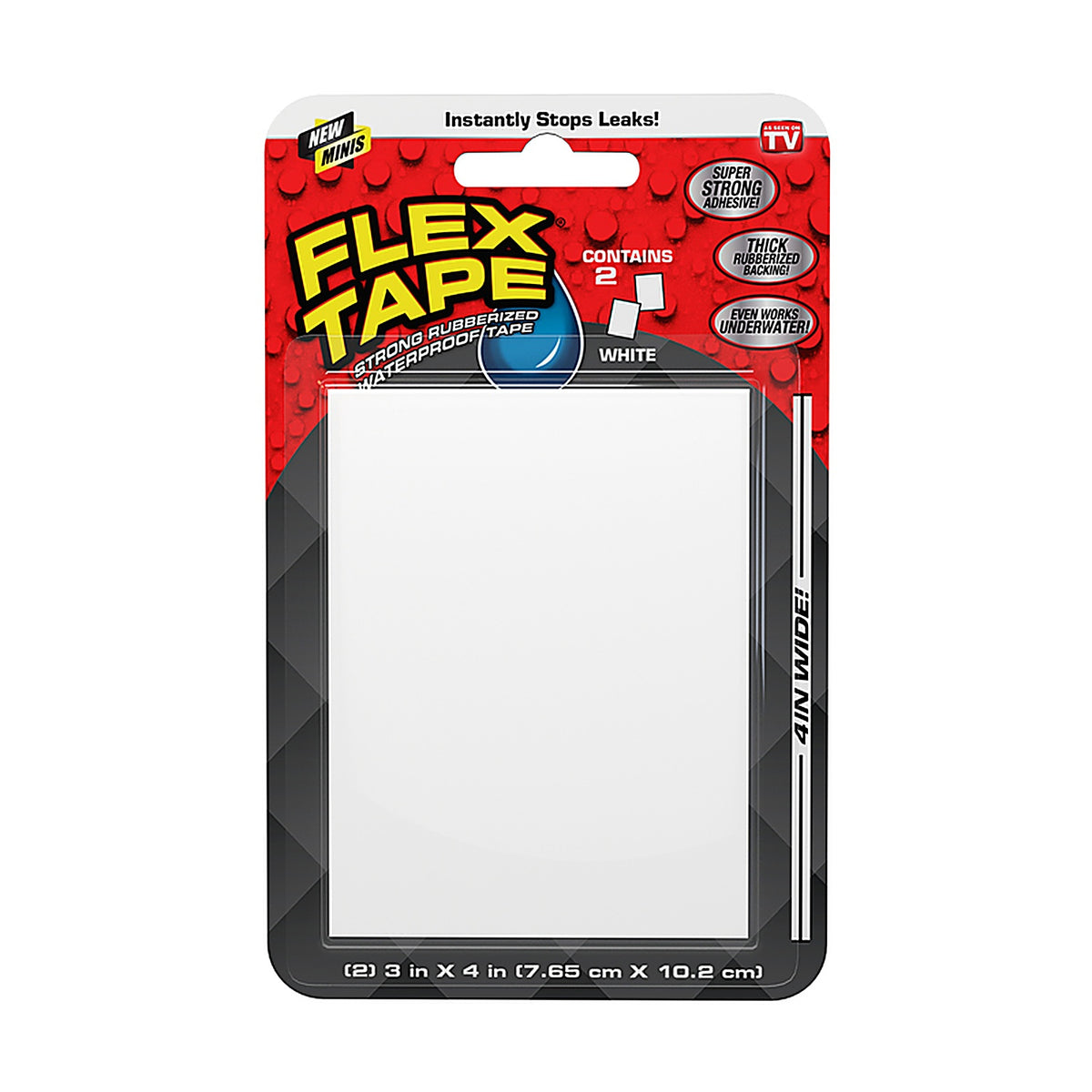 Flex Seal - TFSWHTMINI-8 - FLEX TAPE MINI 3 in. W X 4 in. L White Waterproof Repair Tape