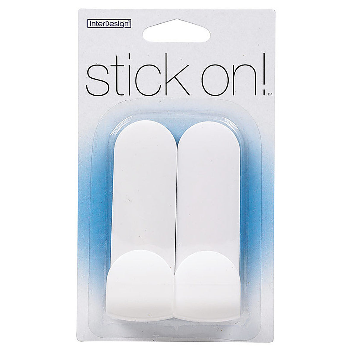 InterDesign - 17301 - 4 in. L White Plastic Small and Medium Stick On! Tall Hook - 2/Pack