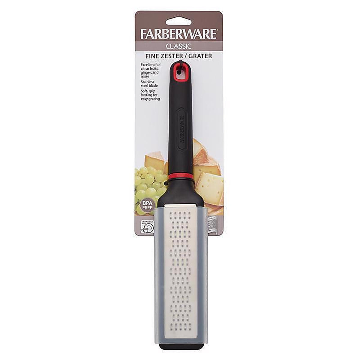Farberware - 5211655 - 6 in. L Black/Silver Plastic/Stainless Steel Zester Grater