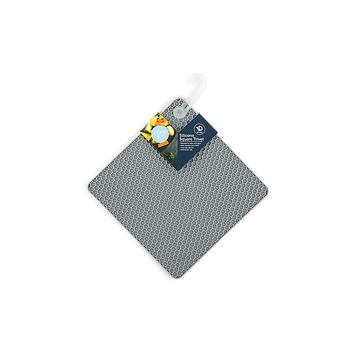 Core Kitchen - AC29918 - 6.69 in. W x 6.69 in. L Silver Silicone Square Trivet L-6.69 W-6.69 H-6.69