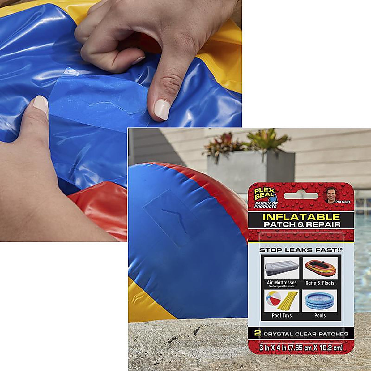 FLEX - KITPVC3X4 - SEAL Stop Leaks Fast Inflatable Patch & Repair Kit PVC 2 pk
