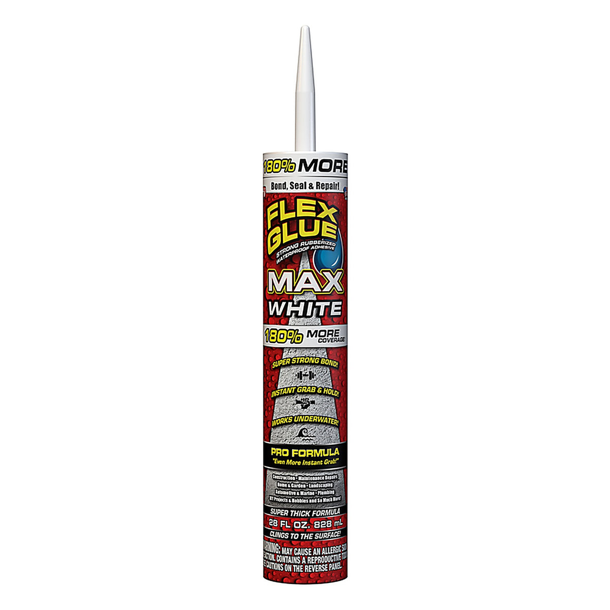 Flex Seal - GFSMAXWHT28 - Flex Glue MAX Extra Strength Rubber Adhesive 28 oz