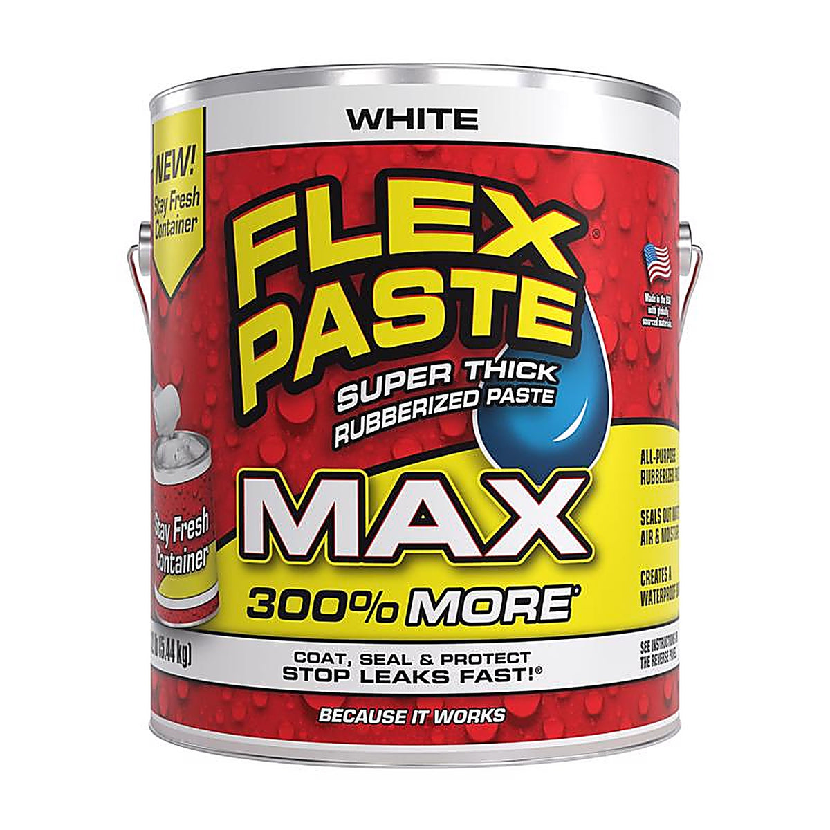 Flex Seal - PFSMAXWHT01 - FLEX PASTE MAX White Rubber Coating 12 lb