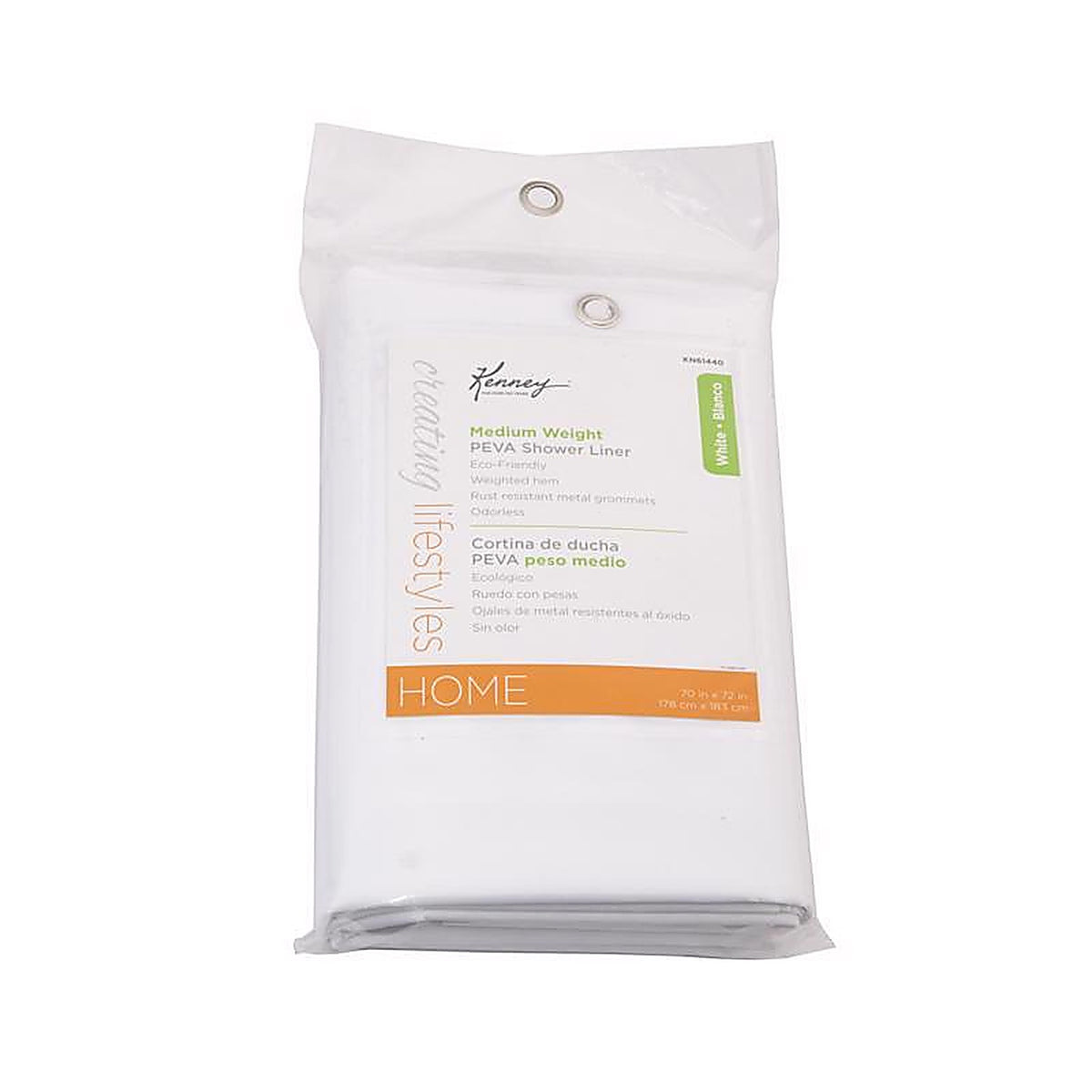 Kenney - KN61440 - 72 in. H X 70 in. W White Shower Curtain Liner PEVA