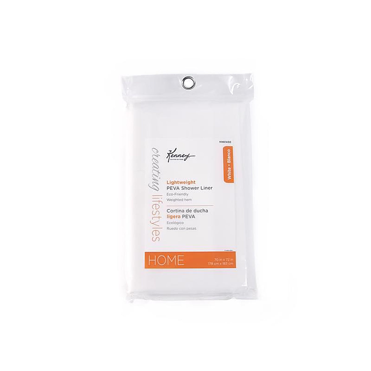 Kenney - KN61430V1 - 72 in. H X 70 in. W White Shower Curtain Liner PEVA