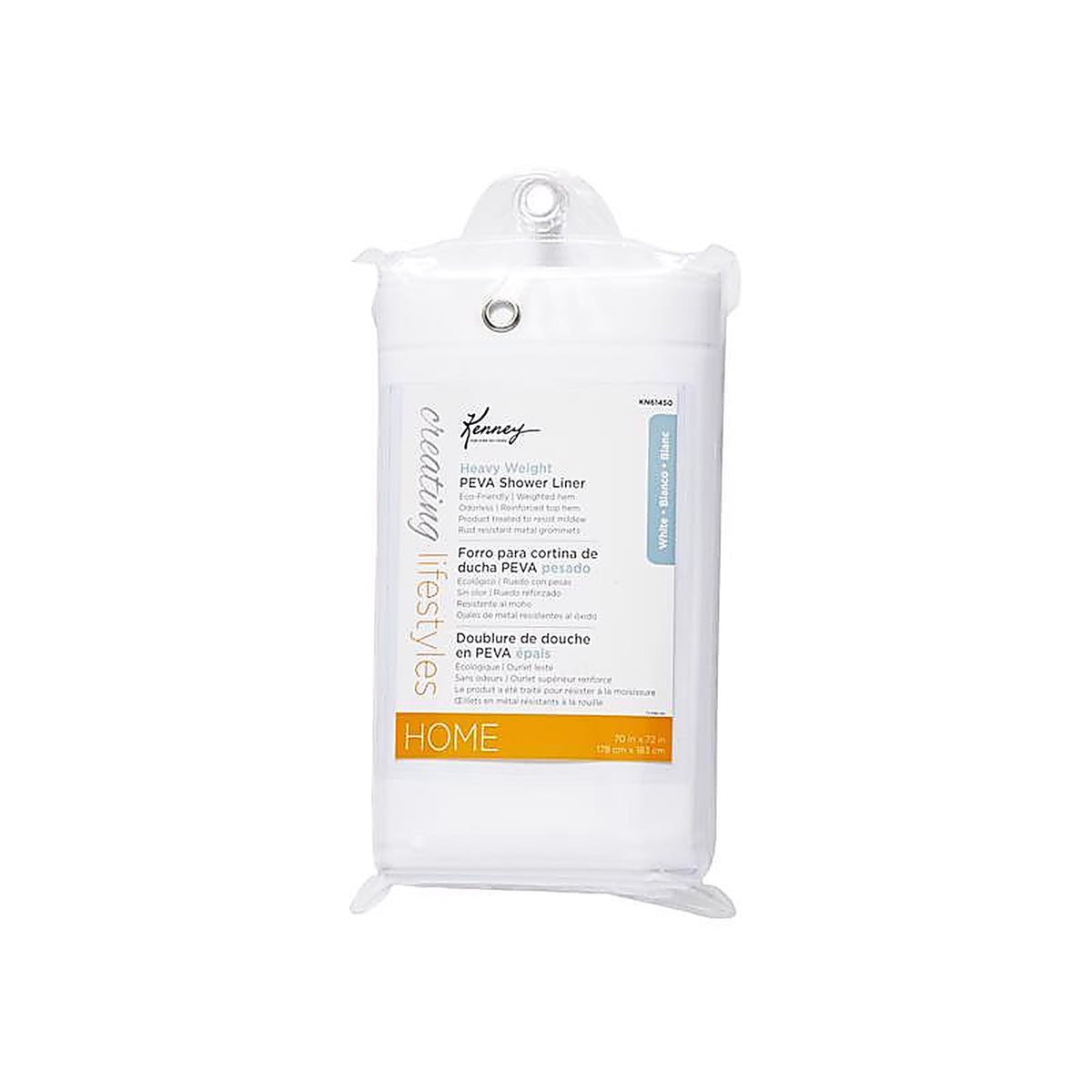 Kenney - KN61450 - 72 in. H X 70 in. W White Shower Curtain Liner PEVA