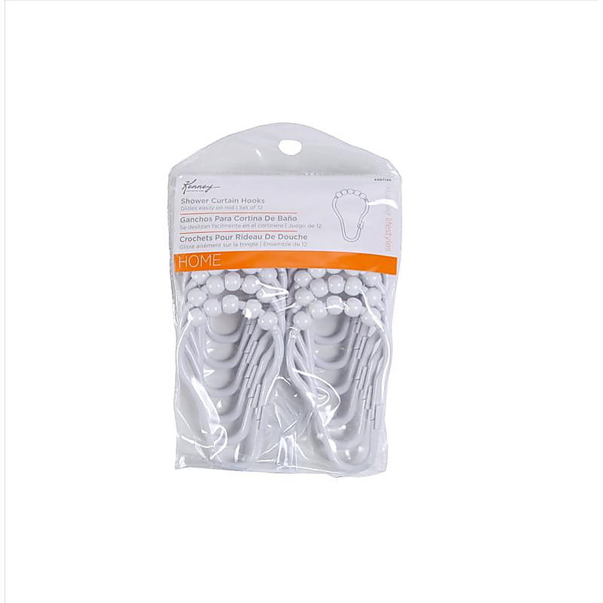 Kenney - KN67140V1 - White Plastic Shower Curtain Rings 12 pk