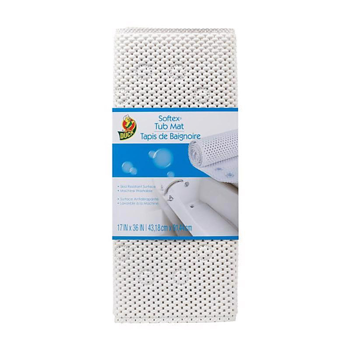 Duck - 393477 - Softex 17 in. L x 36 in. W White Polypropylene Bath Mat Latex Free