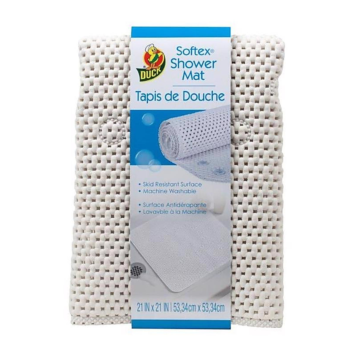 Duck - 285154 - Softex 21 in. L X 21 in. W White Polyester Bath Mat Latex Free