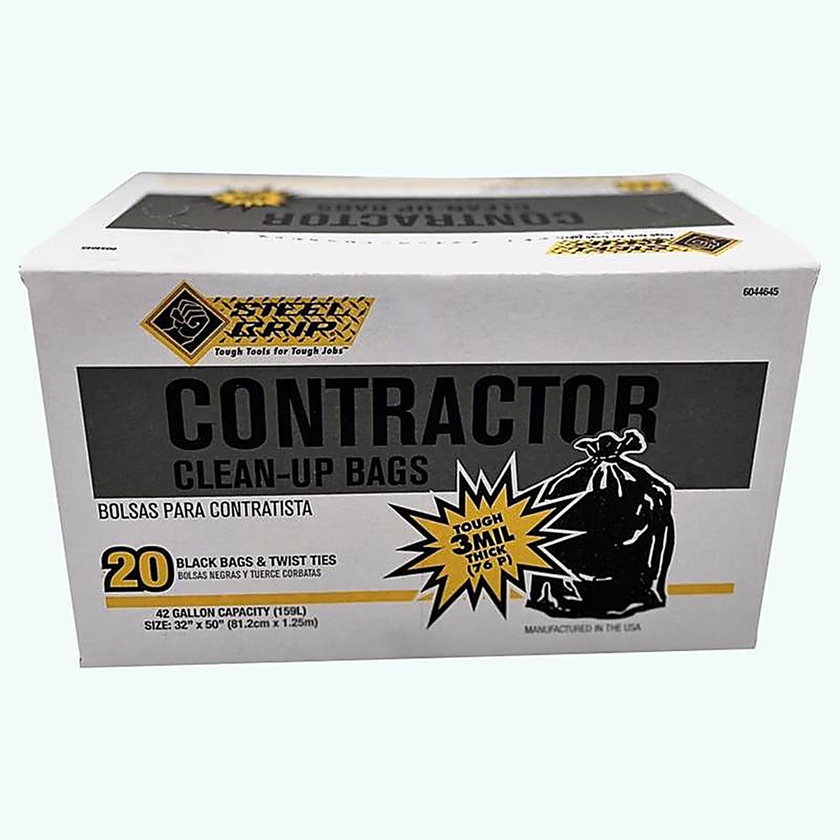 Steel Grip - 3250A25SG - 42 gal Contractor Bags Twist Tie 20 pk