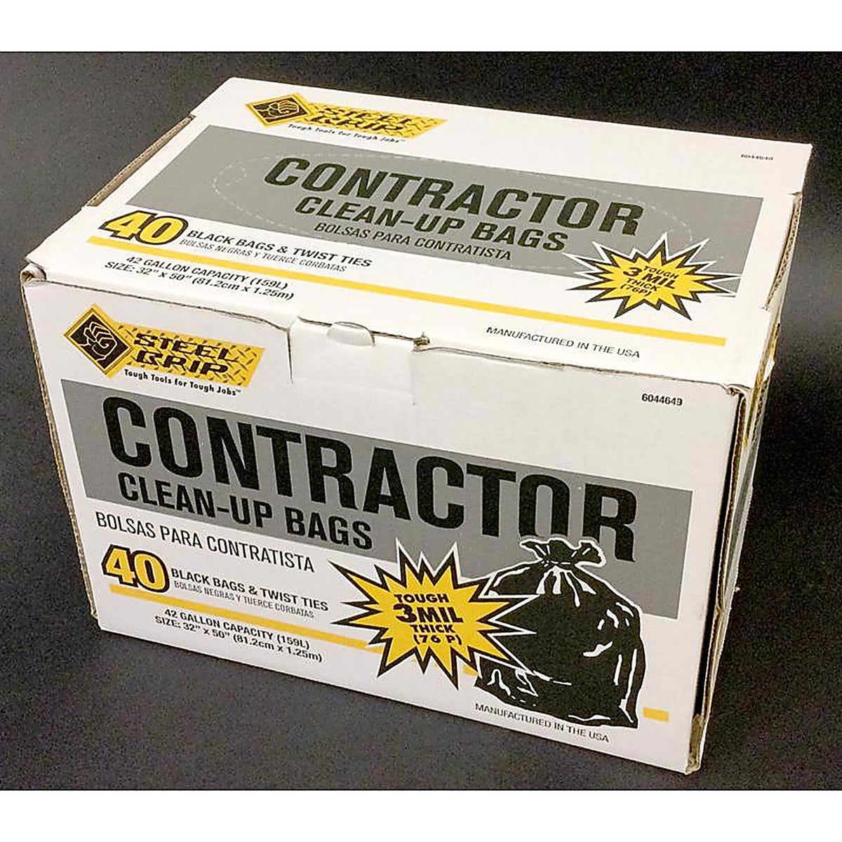 Steel Grip - 3250A40SG - 42 gal Contractor Bags Twist Tie 40 pk