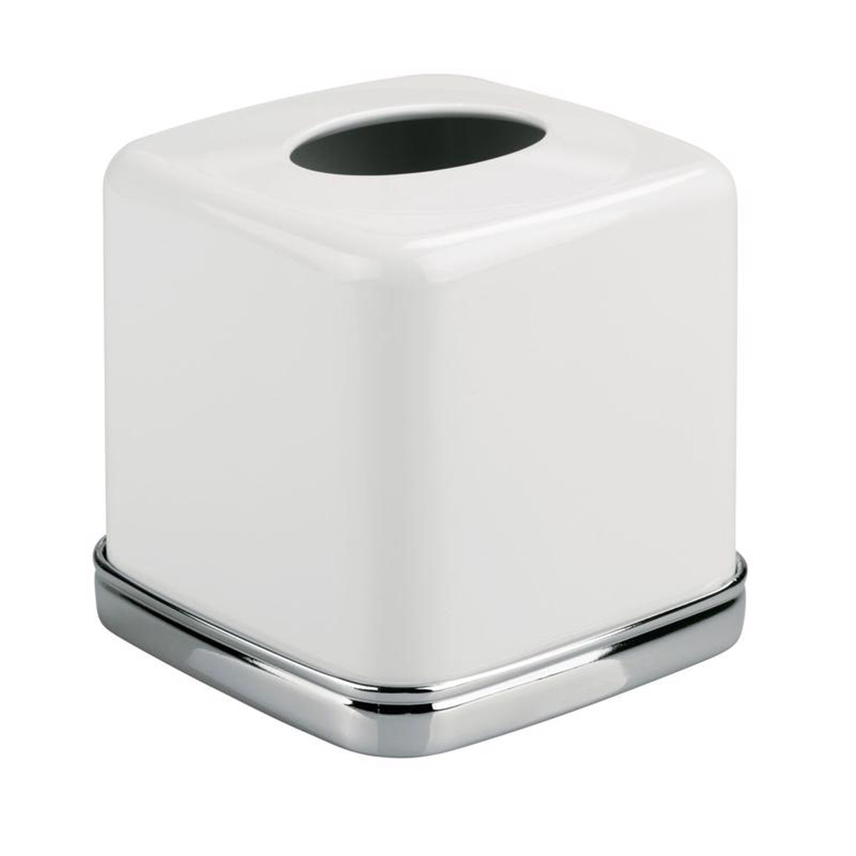 InterDesign - 74131 - York Bath Chrome Silver/White Steel Tissue Cover