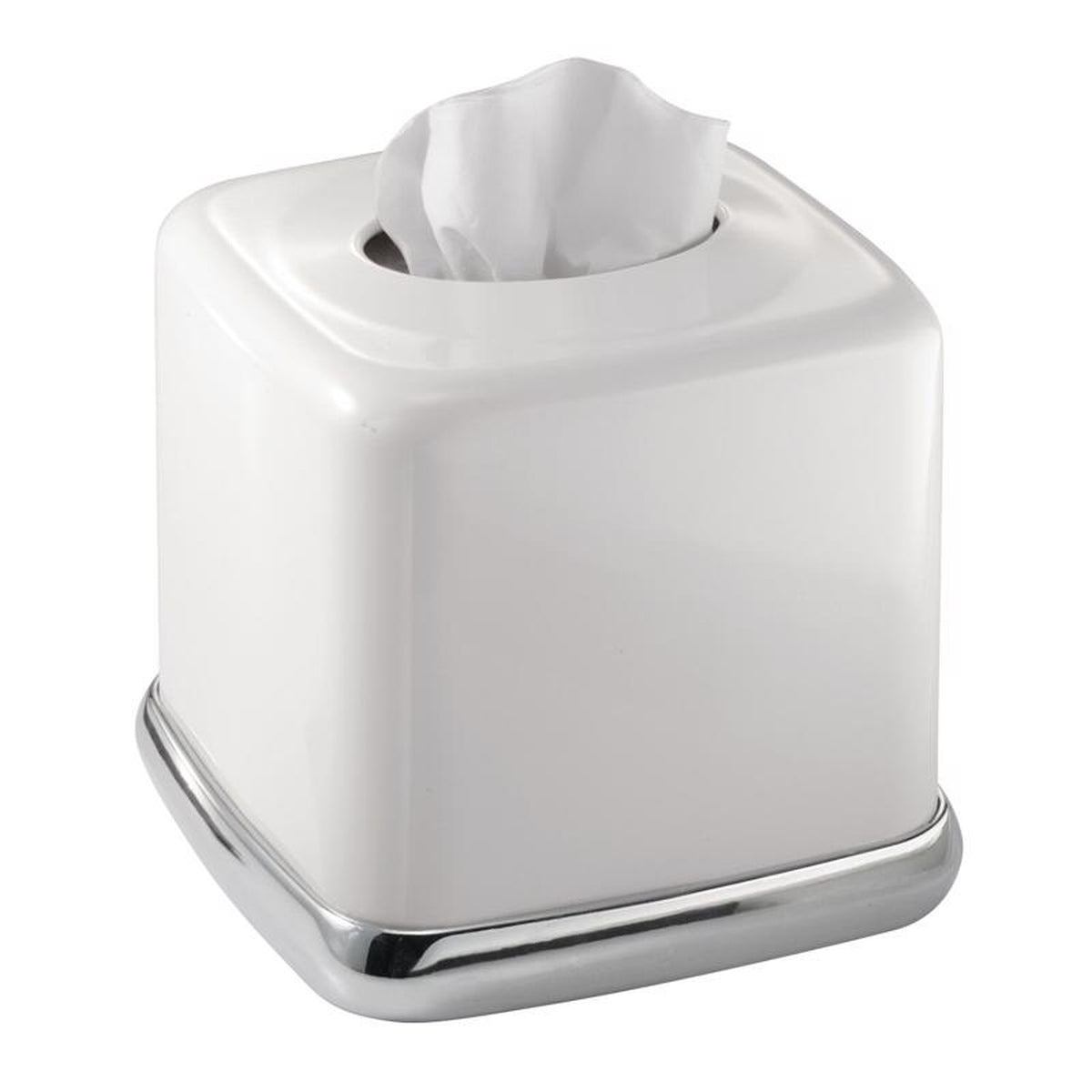 InterDesign - 74131 - York Bath Chrome Silver/White Steel Tissue Cover