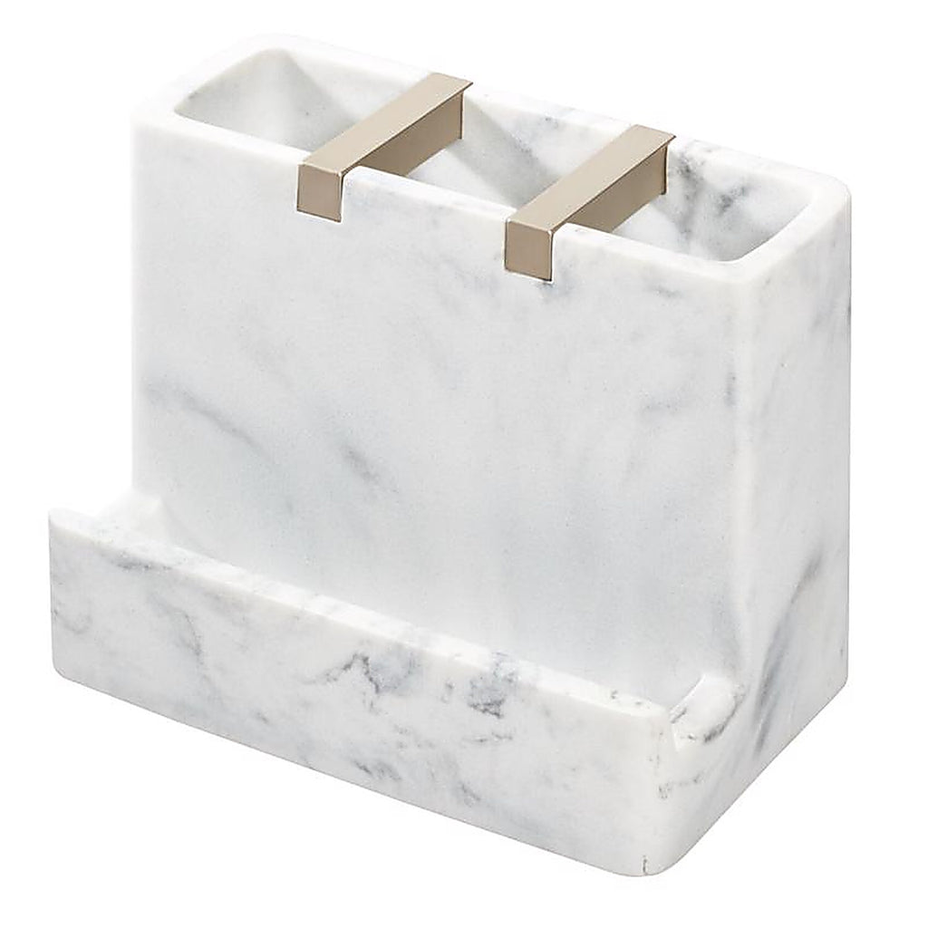InterDesign - 28250 - Dakota Satin White Marble Plastic/Steel Toothbrush Holder