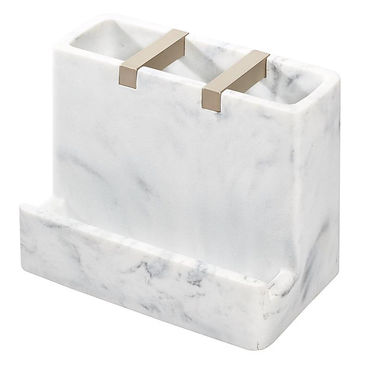 InterDesign - 28250 - Dakota Satin White Marble Plastic/Steel Toothbrush Holder