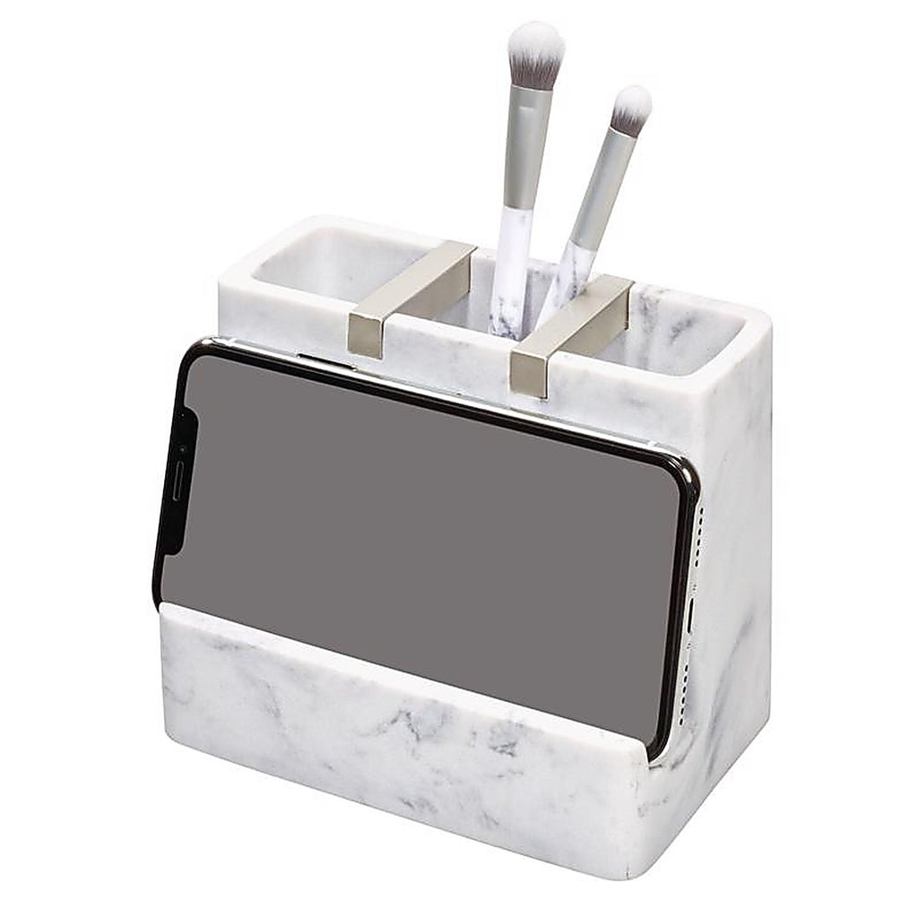 InterDesign - 28250 - Dakota Satin White Marble Plastic/Steel Toothbrush Holder