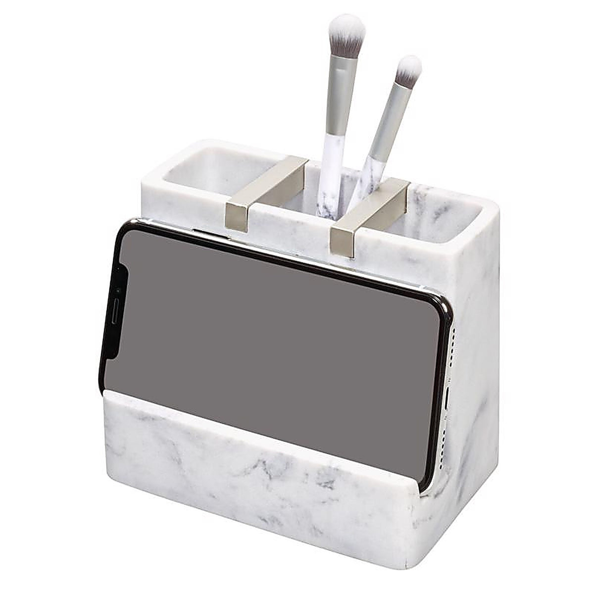 InterDesign - 28250 - Dakota Satin White Marble Plastic/Steel Toothbrush Holder