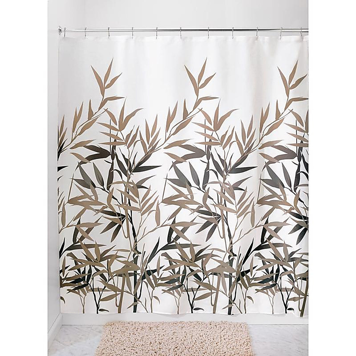 InterDesign - 36522 - Anzu 72 in. H X 72 in. W Black/Tan Natural Bamboo Shower Curtain Polyester