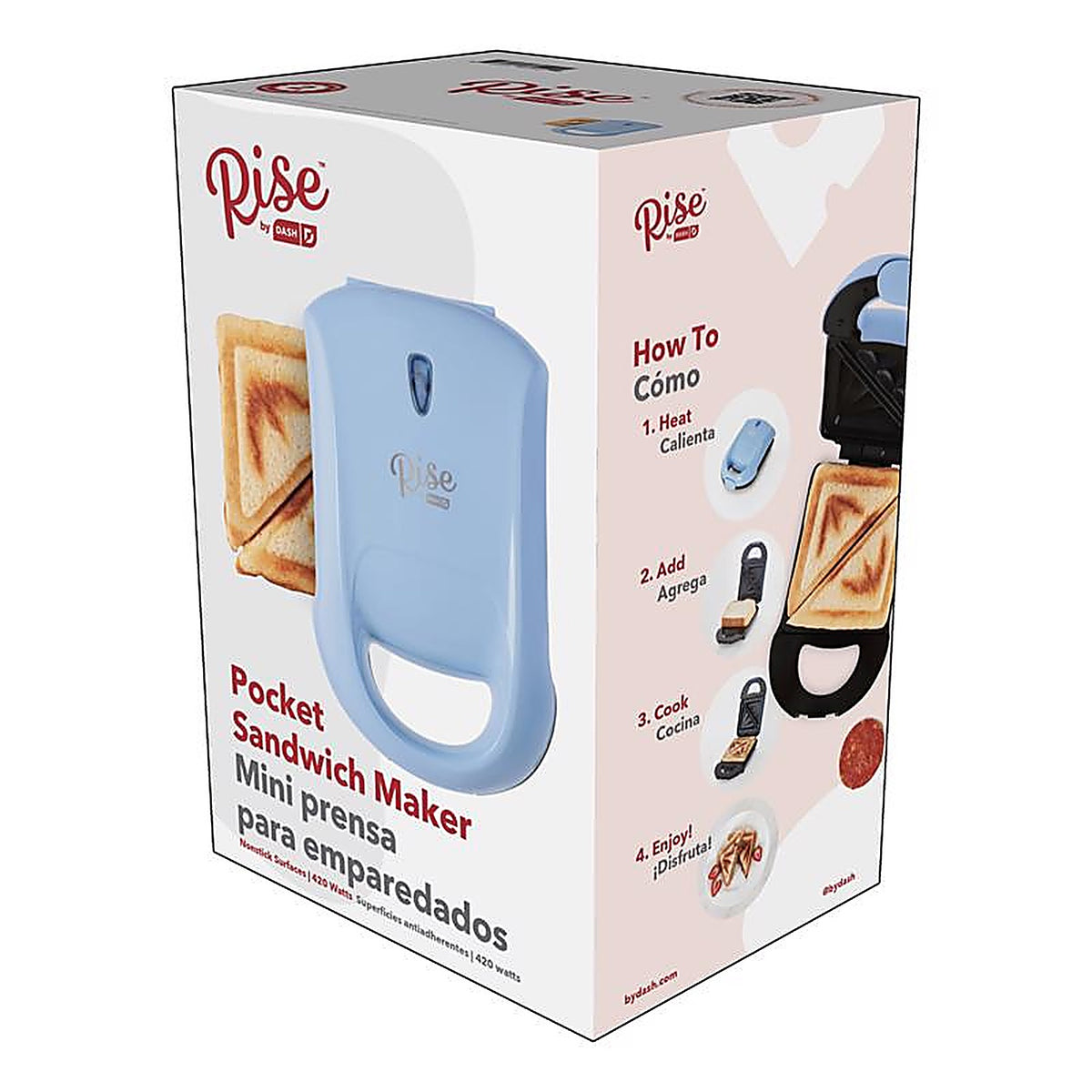 Rise by Dash - RPM100GBSK06 - 7.8 in. L X 6.2 in. W Metal Nonstick Surface Sky Blue Sandwich Grill